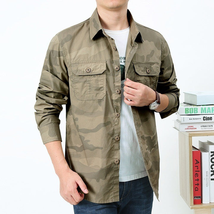 Herren nan Utility-Hemdjacke mit zwei Klappbrusttaschen und geradem Schnitt Drune