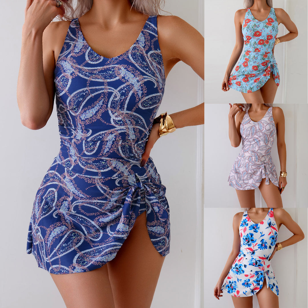 Damen Badekleid mit floralem Design und seitlichem Schlitz Drune