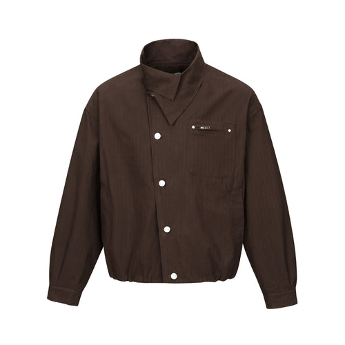 Herren Kurz geschnittener Canvas‑Blouson mit hohem Stehkragen und Druckknopfleiste Drune