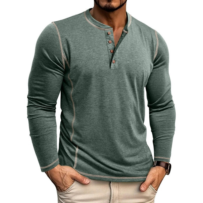 Herren Langarmshirt mit Knopfleiste Drune