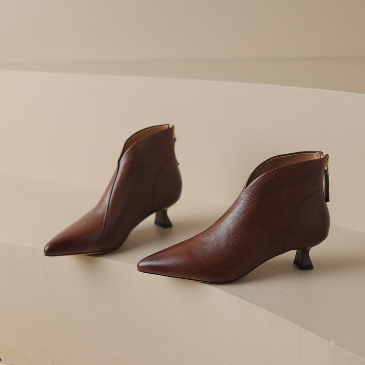 Damen nan spitze knöchelhohe Stiefelette mit niedrigem Pfennigabsatz und seitlichem Reißverschluss Drune