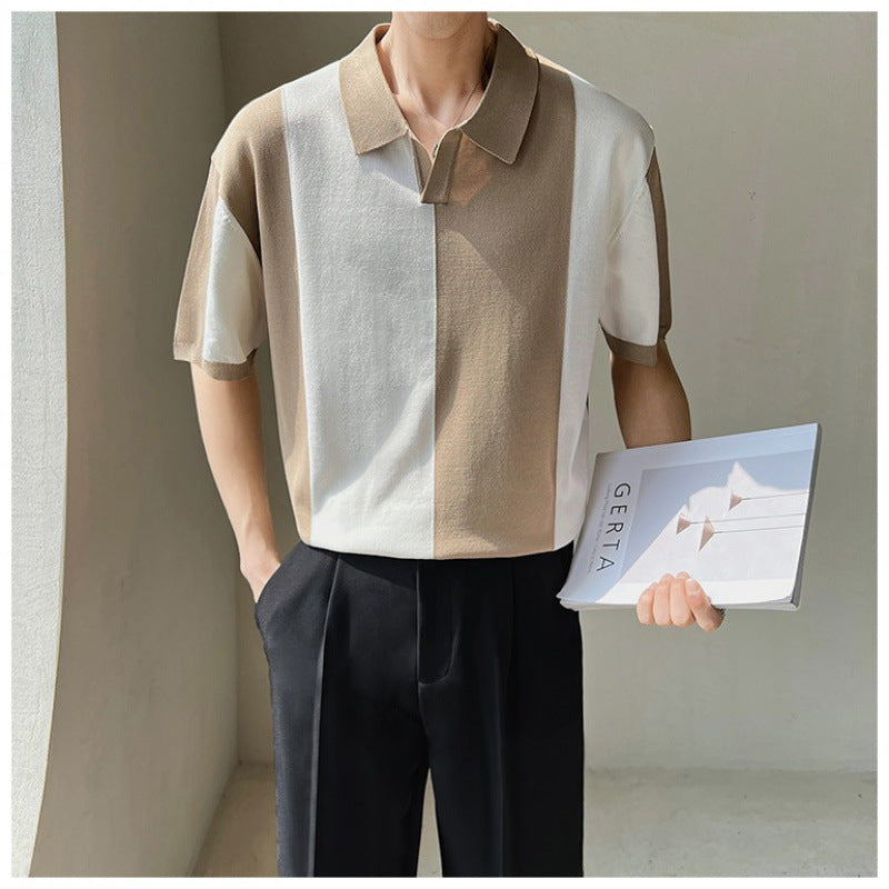 Herren Poloshirt mit modernem Farbblockdesign und lockerer Passform Drune