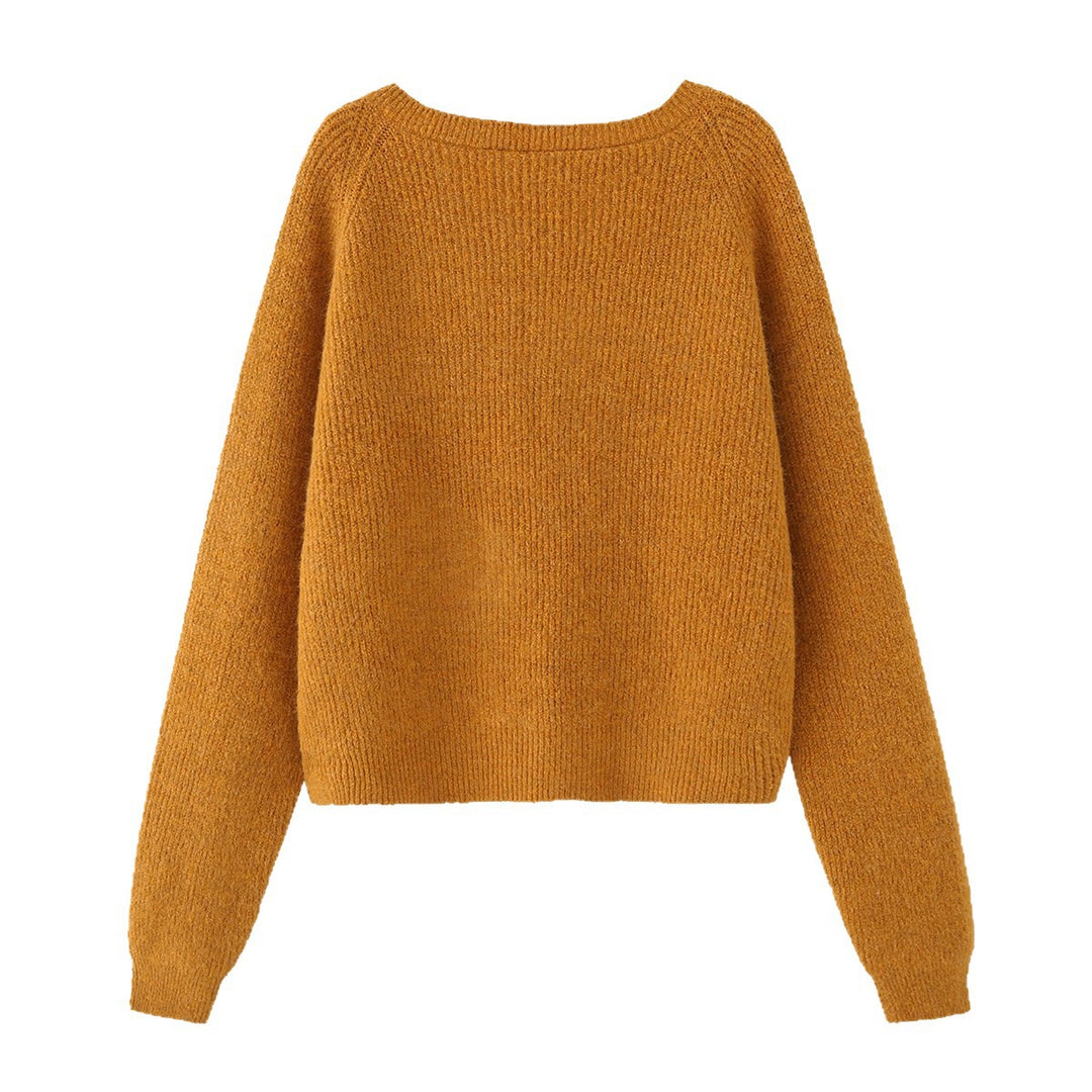 Damen Grobgestrickter Pullover mit U-Boot-Ausschnitt und Cropped-Schnitt Drune