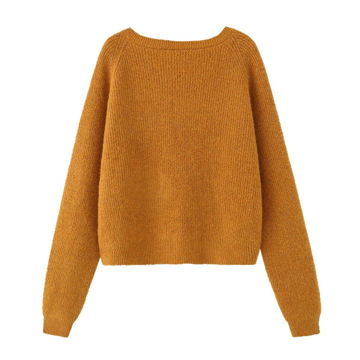 Damen Grobgestrickter Pullover mit U-Boot-Ausschnitt und Cropped-Schnitt Drune