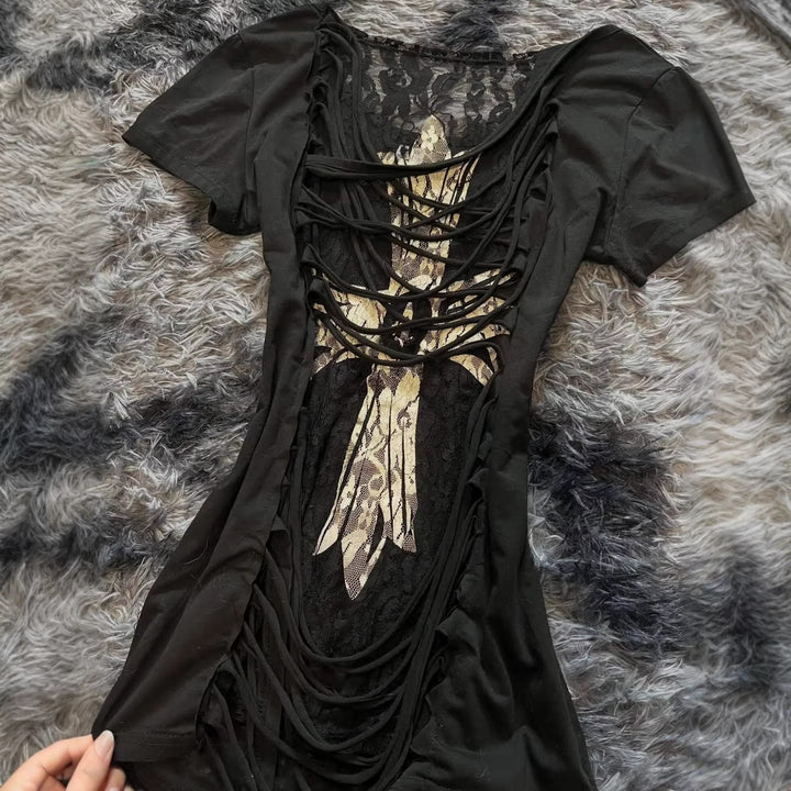 Damen Trendiges T-Shirt mit kreativen Grafiken Drune