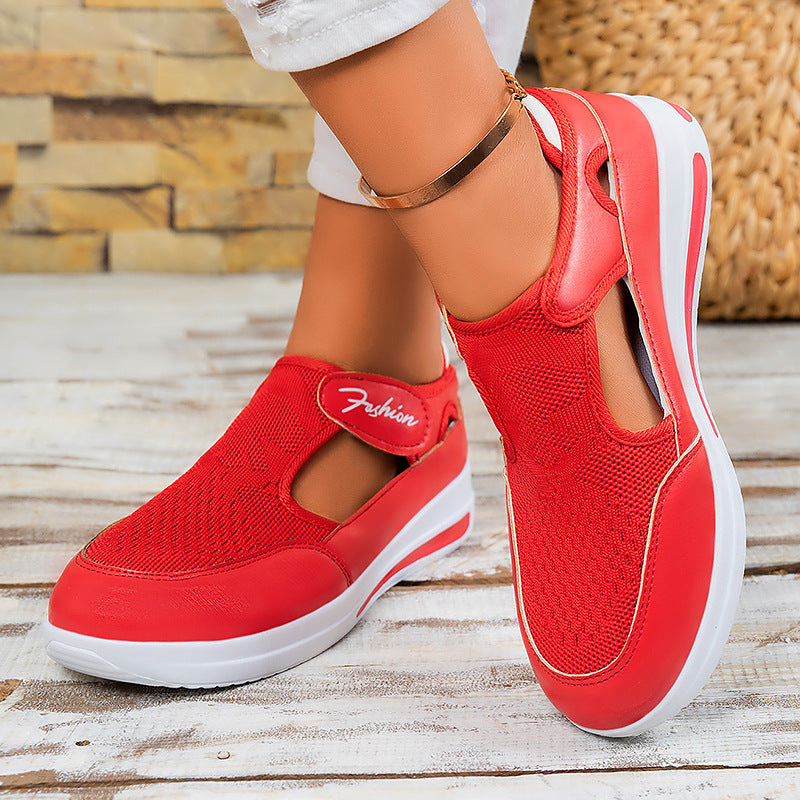 Damen Flexible Slip-On Fitnessschuhe mit atmungsaktiver Netzoberfläche Drune