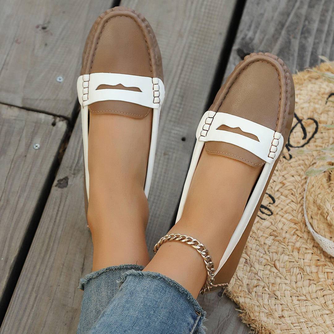 Damen nan klassische Penny-Loafer aus weichem Kunstleder mit gesteppter Rahmennaht und gepolsterter Komfortinnensohle Drune