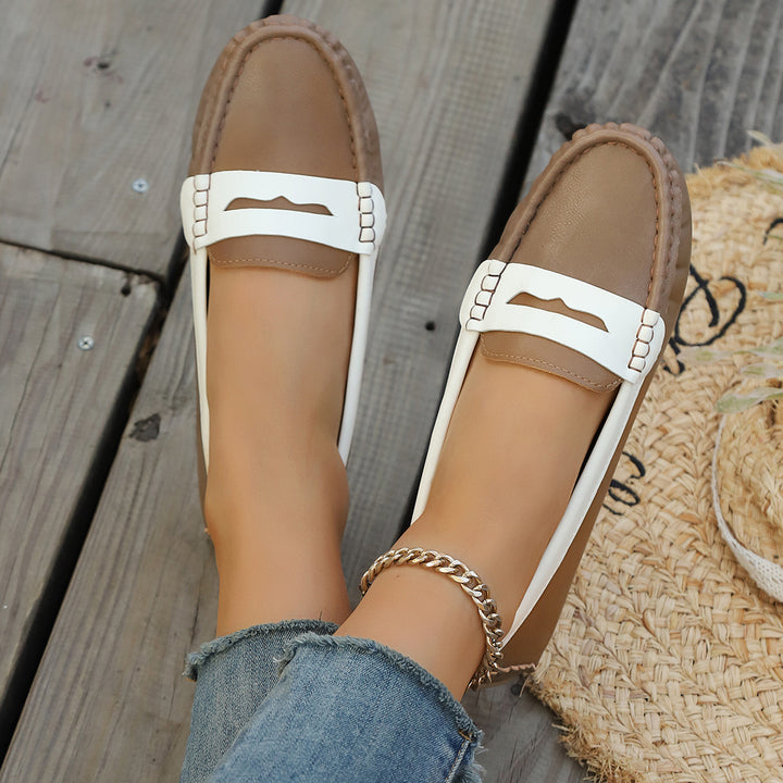 Damen nan klassische Penny-Loafer aus weichem Kunstleder mit gesteppter Rahmennaht und gepolsterter Komfortinnensohle Drune