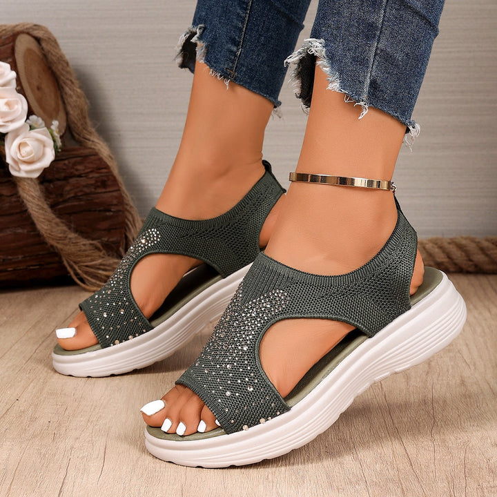 Damen Komfortable Sandalen mit Strass Drune