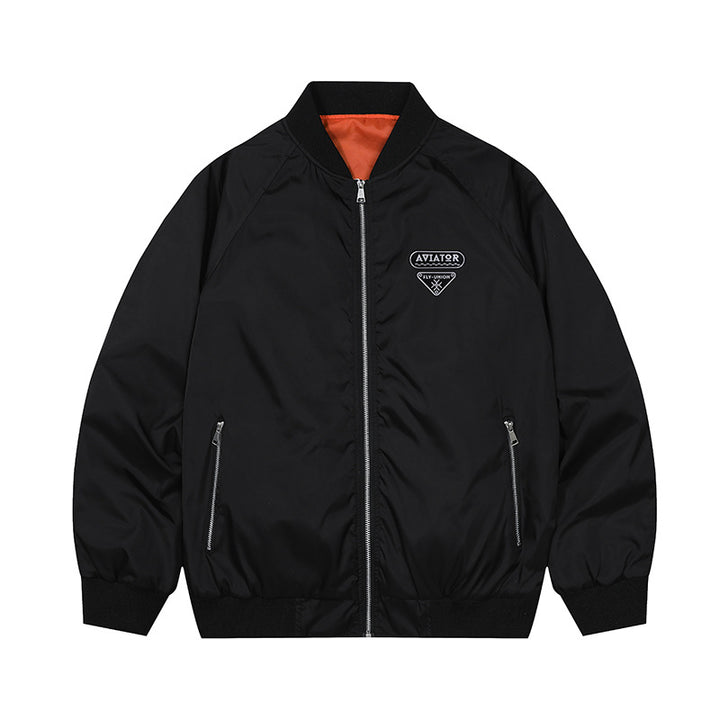 Herren  leichte Flugjacke mit vintage Flieger-Patch, kontrastierendem Satin-Futter und Reißverschlusstaschen Drune