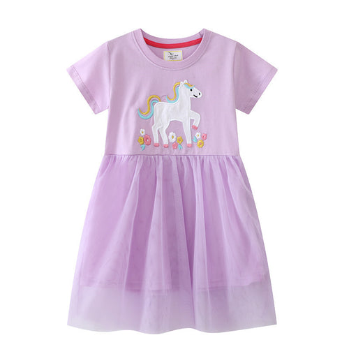 Mädchen Tüllkleid mit feiner Einhorn-Stickerei Drune