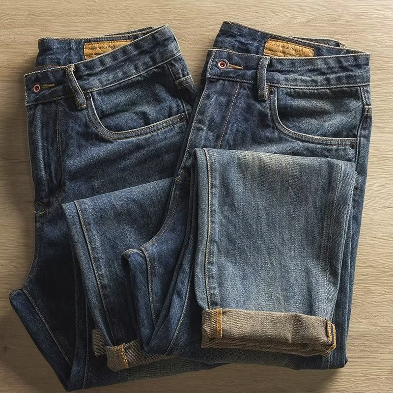 Herren Legere Denim-Jeans im Used-Look Drune