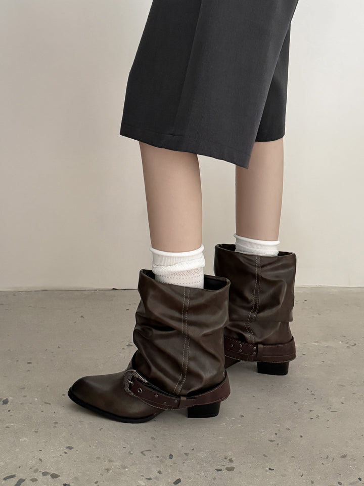 Damen Modische Stiefel mit Riemen und Glitzer-Details Drune