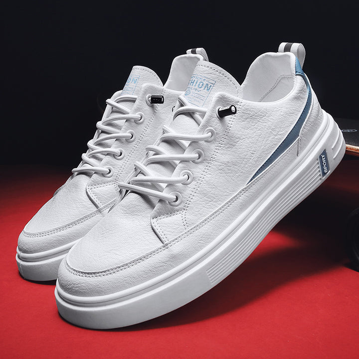 Herren Urbaner Casual-Ledersneaker mit dicker geriffelter Plateausohle und gepolsterter Zunge Drune