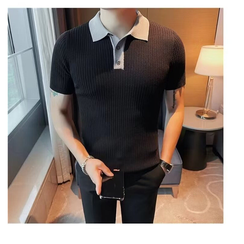 Herren Kurzarm Poloshirt mit Rippstruktur Drune