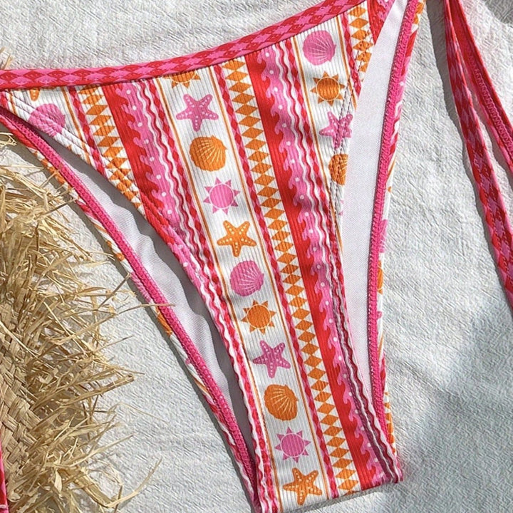 Damen Triangel-Bikini mit buntem Muster Drune