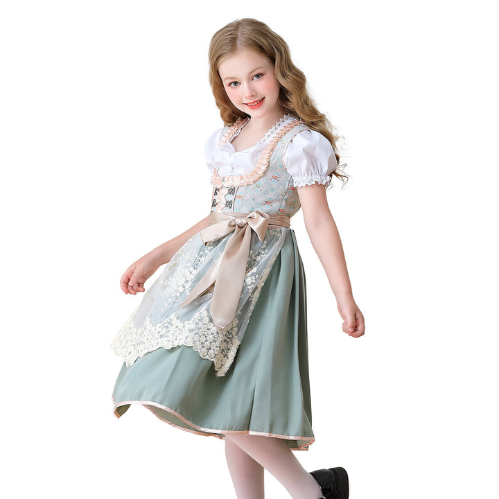 Damen nan elegantes Mädchen Trachtenkleid mit Rüschenkorsett und Spitzenstickerie Drune