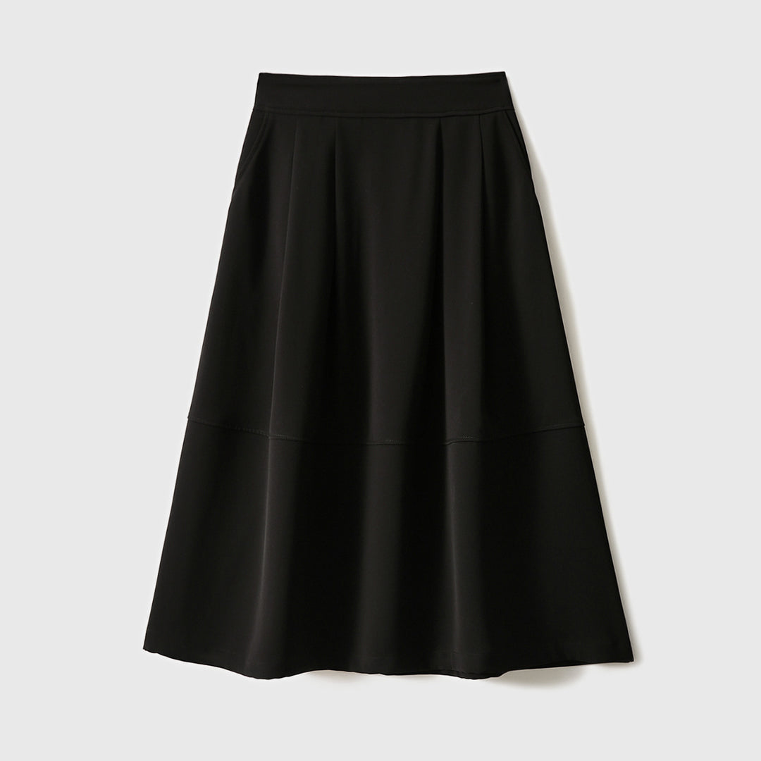 Damen Eleganter Midirock mit Falten und hohem Bund Drune