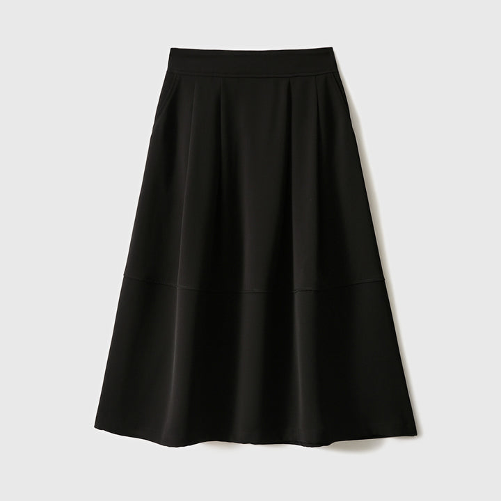 Damen Eleganter Midirock mit Falten und hohem Bund Drune