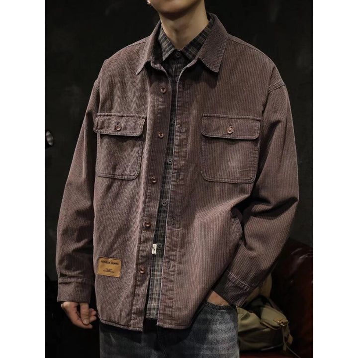 Herren Cord-Überhemdjacke mit aufgesetzten Brusttaschen und entspanntem Oversize-Schnitt Drune