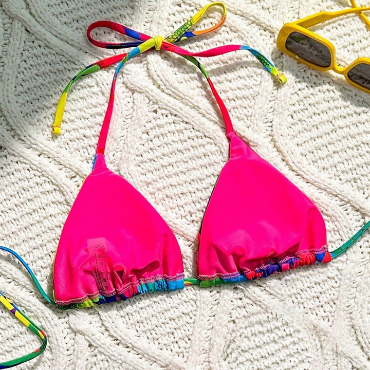 Damen Triangel-Bikini mit floralem Rüschen-Design Drune