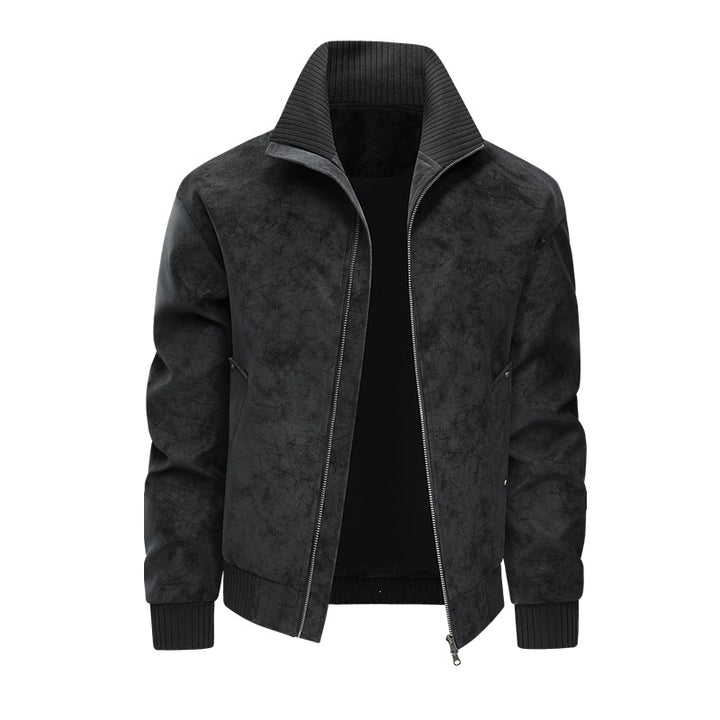 Herren Velours‑Imitat Bomberjacke mit Stehkragen, Thermofutter & Reißverschluss Drune