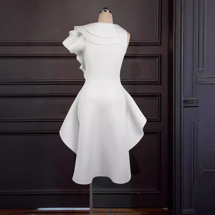 Damen Kleid mit asymmetrischem Rüschendesign Drune