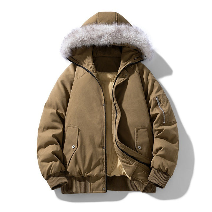 Herren gesteppte Winterparka mit abnehmbarer Kunstfellkapuze und winddichter Wattierung Drune