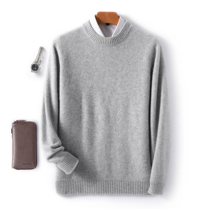 Herren Feiner Rundhals‑Pullover mit dezenter Rautenstruktur aus Kaschmir‑Mix Drune