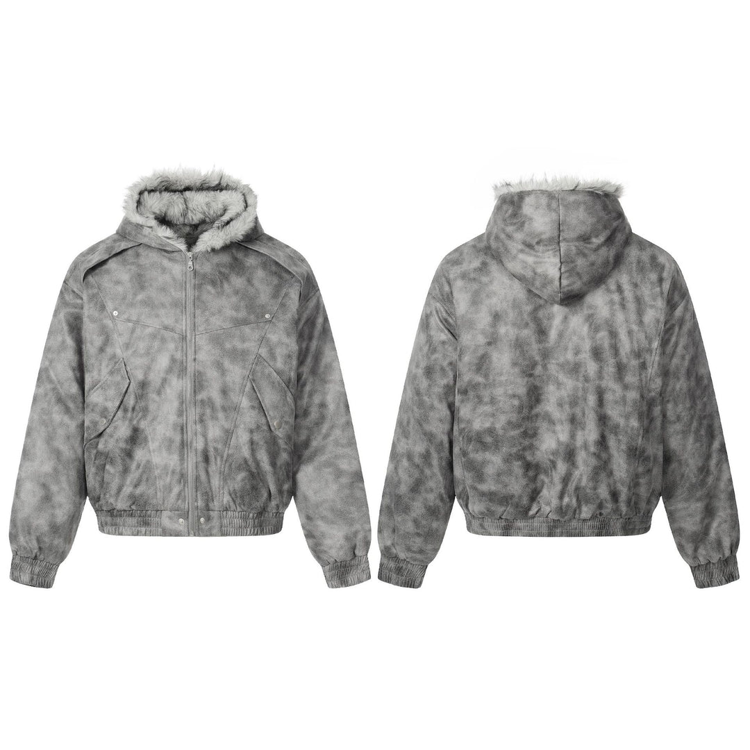 Damen Kurzblouson im Vintage‑Wildlederlook mit Kapuze und Teddyfutter Drune