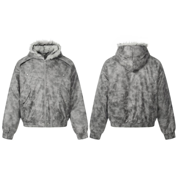 Damen Kurzblouson im Vintage‑Wildlederlook mit Kapuze und Teddyfutter Drune