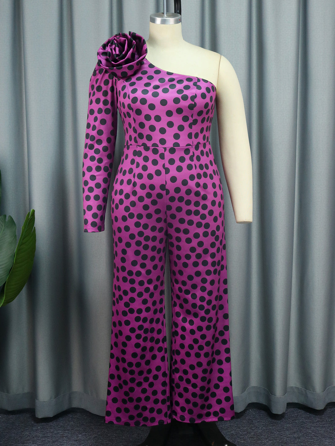 Damen Glamouröses Jumpsuit mit asymmetrischem Design und Rüschen-Detail Drune