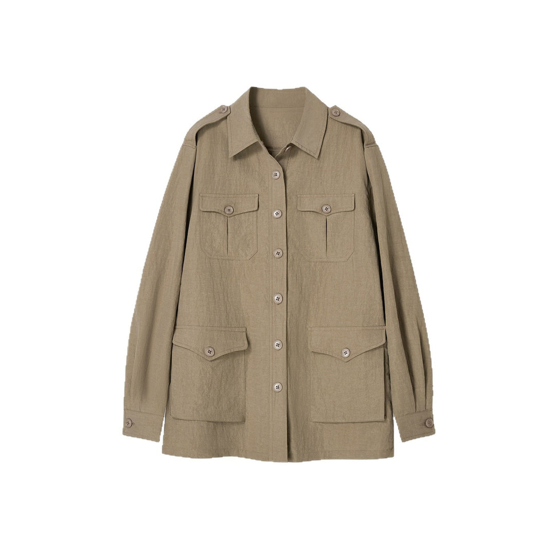 Damen Modische Utility-Jacke mit Taschen Drune