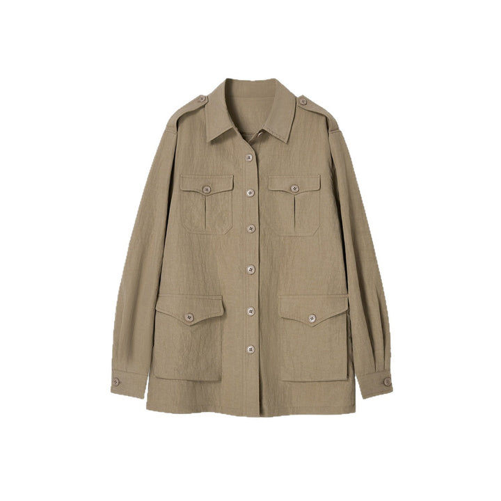 Damen Modische Utility-Jacke mit Taschen Drune