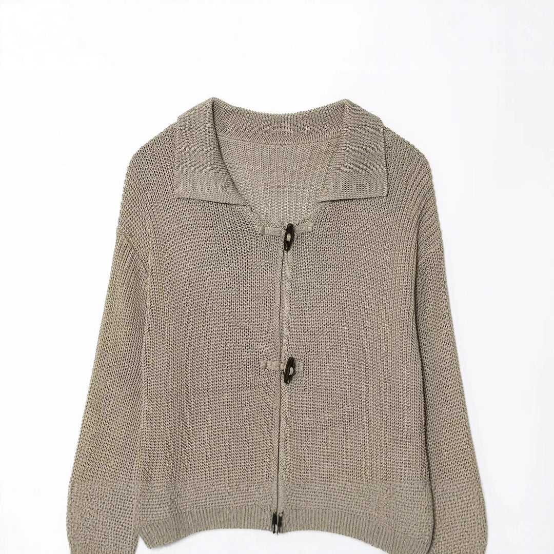 Damen geschnittene Strickjacke mit eleganten Knöpfen und strukturierter Oberfläche Drune