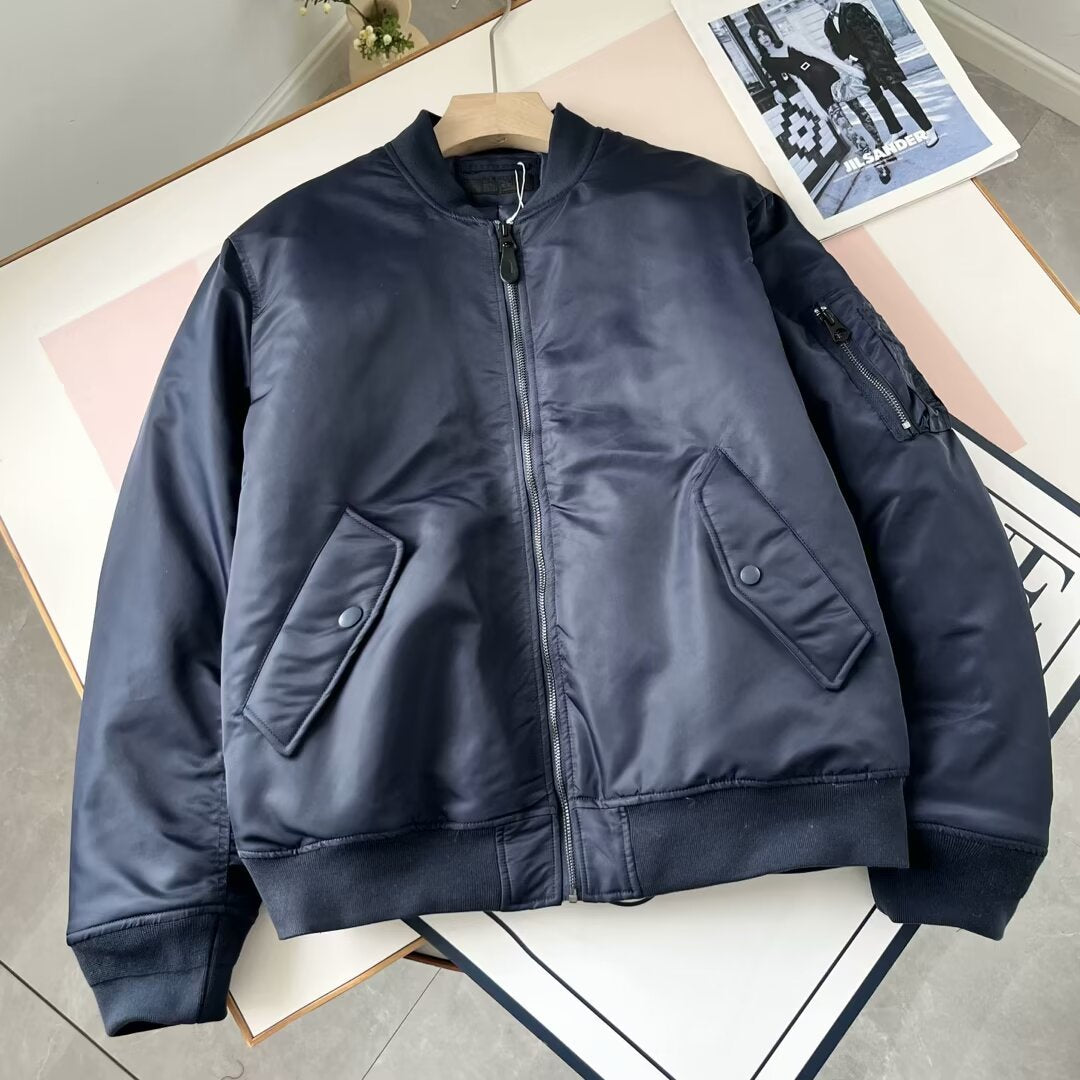 Damen zeitlose Kunstleder-Bomberjacke mit praktischen Taschen Drune