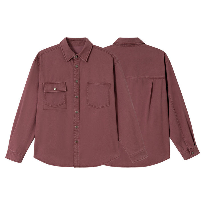 Damen Relaxed-Hemdenjacke aus Baumwoll-Twill mit asymmetrischer Brusttasche Drune