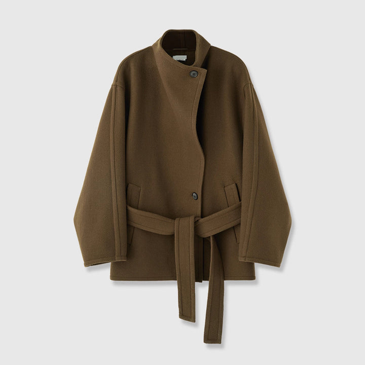 Damen eleganter Oversized-Mantel mit Bindegürtel Drune