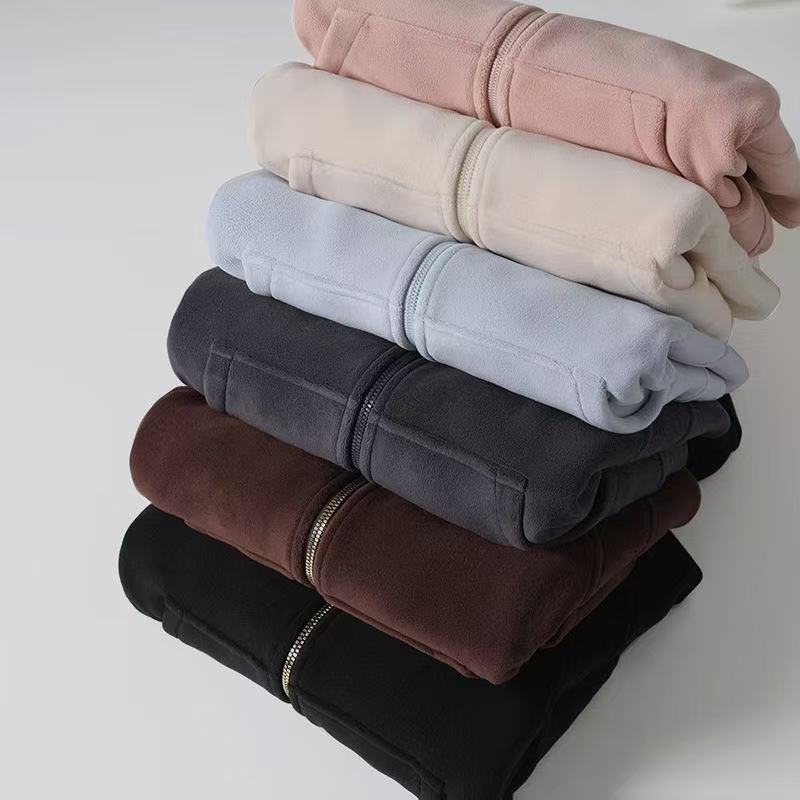 Damen kuschelige Kapuzenjacke mit hohem Kragen und praktischen Taschen Drune