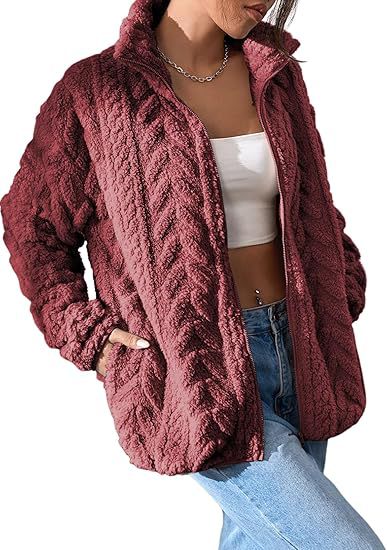 Damen Kuschel-Fleecejacke mit Oversized-Schnitt und Stehkragen Drune