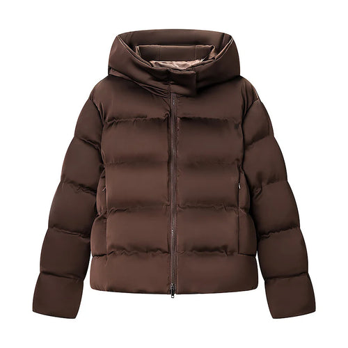 Damen nan kurze wattierte Steppjacke mit voluminösem Stehkragen, verdeckter Zwei-Wege-Reißverschluss und praktischen Eingrifftaschen Drune