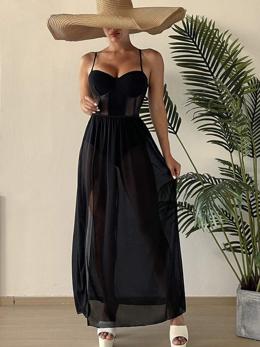 Damen Transparente Sommerkleid Drune