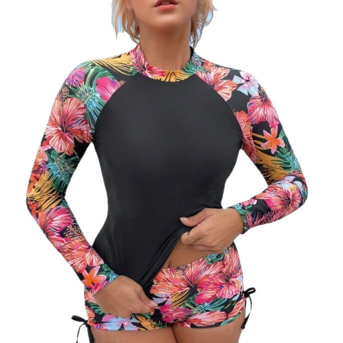 Damen Surfbekleidungsset mit langem Arm und floralem Design Drune