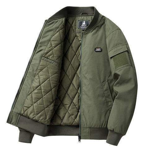 Herren Leichte Utility-Bomberjacke mit Ärmel‑Pattentasche und Rippbündchen Drune