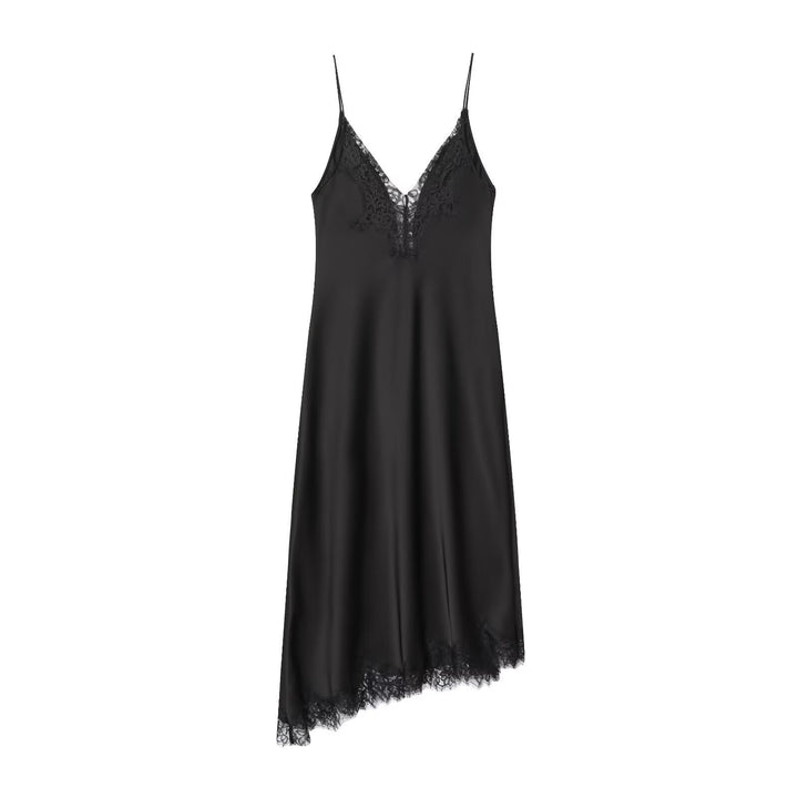 Damen Spitzen-Nachtkleid aus fließendem Stoff mit verspielten Rüschendetails Drune