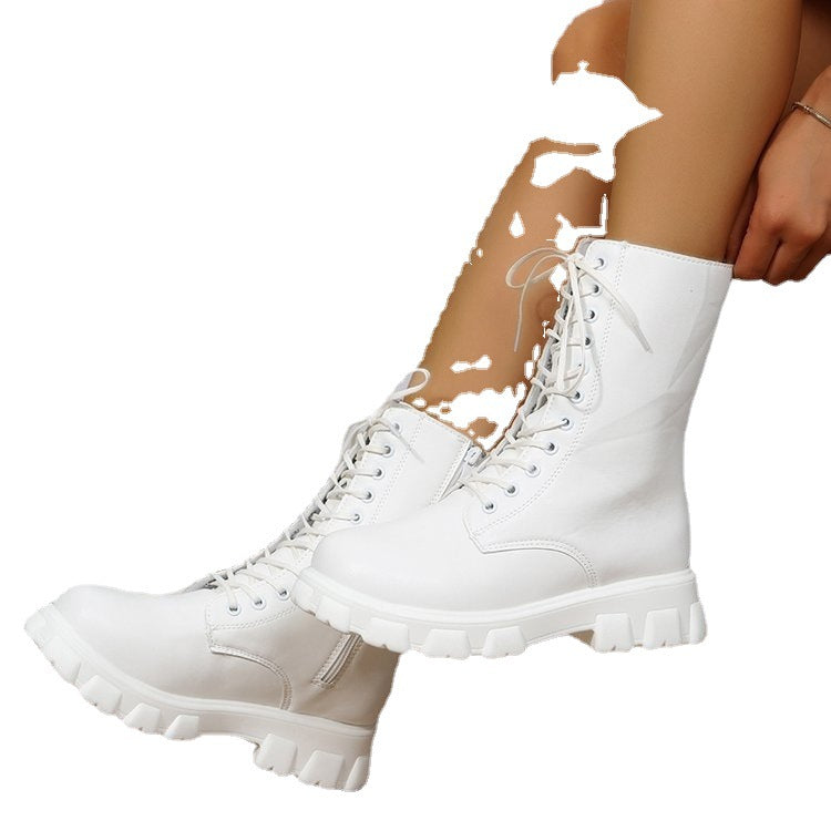 Damen Schnürstiefel mit robustem Profil und modischem Reißverschluss Drune