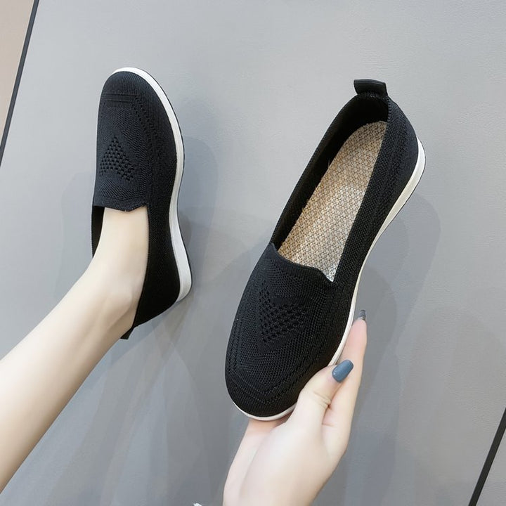 Damen bequeme Slip-On Sneakers mit atmungsaktiver Strick-Oberfläche Drune