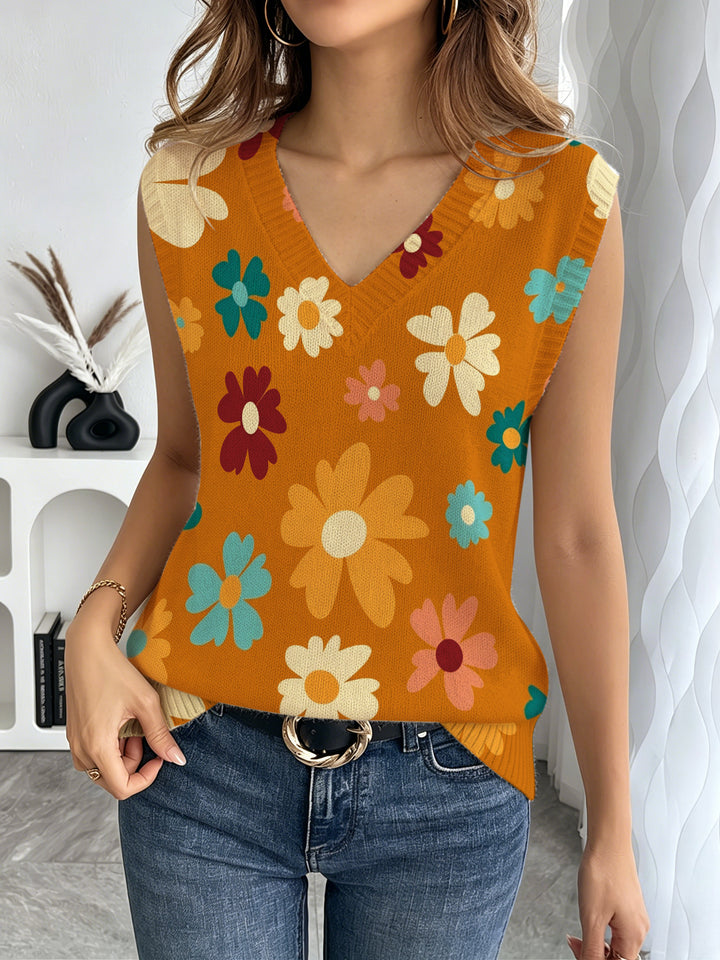 Damen ärmelloses Blusenshirt mit modernem Knotendesign und lebhaftem Muster Drune