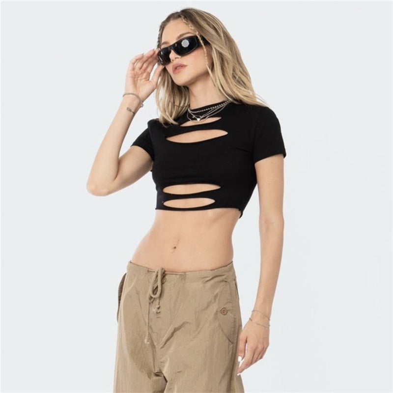 Damen cropped Oberteil mit Cut-Out-Design Drune
