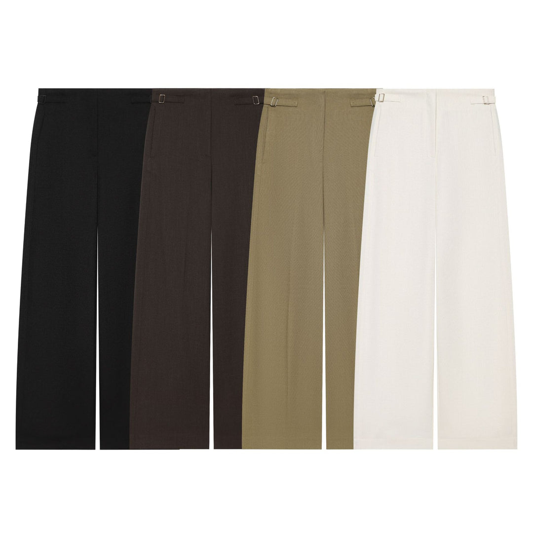 Damen Hochtaillierte Culotte-Hose mit weitem Bein und dekorativem Taillengürtel Drune
